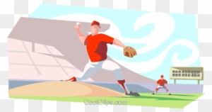 Baseball Pitcher Throwing Ball Royalty Free Vector - College Softball