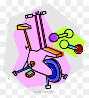 Stationary Bike And Weights Royalty Free Vector Clip - Sports Equipment
