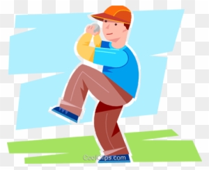 Boy Winding Up For The Pitch Royalty Free Vector Clip - Illustration