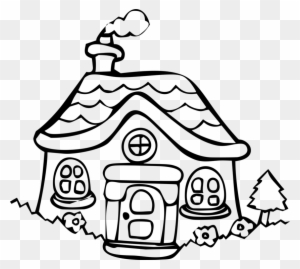 House Cottage Building Holiday Home Dwelling - Cartoon House Line Drawing
