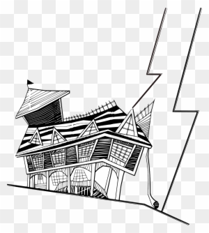 Drawing Line Art House Architecture Building - Crooked House Drawing