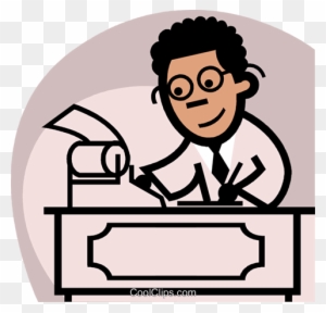 An Accountant Crunching Numbers Royalty Free Vector - Cartoon Picture Of An Accountant