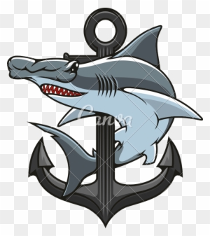 Hammerhead Shark And Anchor Heraldic Icon - Hammerhead Shark And Anchor