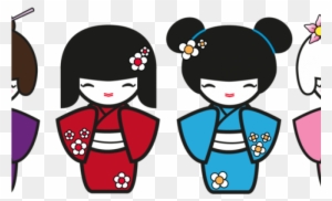 Kimono Clipart Geisha - Kokeshi Dolls Cliparts