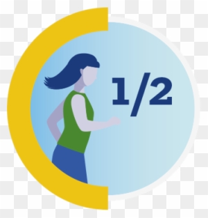 An Icon Of A Woman Running With The Text 1/2 - Cdc - Free Transparent ...