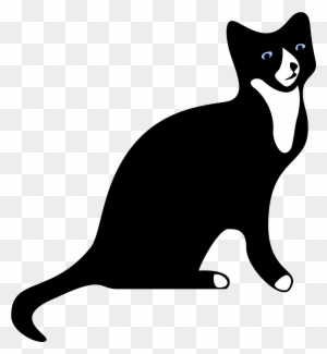 Clipart - Silhouette Black And White Cat
