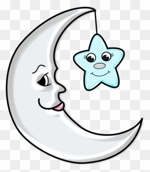 Cute Moon Clipart - Moon And Star Drawing