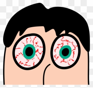 Cartoon Drawing Of A Man's Head With Staring Blood-shot - Cartoon With Red Eyes