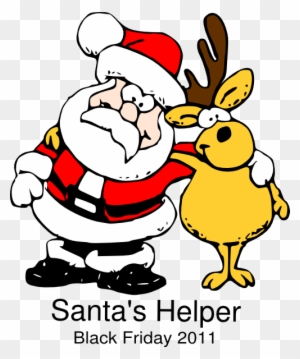 Teacher Helper Clipart - Funny Santa And Reindeer Round Ornament