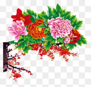 Ink Painting Peony Chinese Style - Flowers Psd Files Free Download