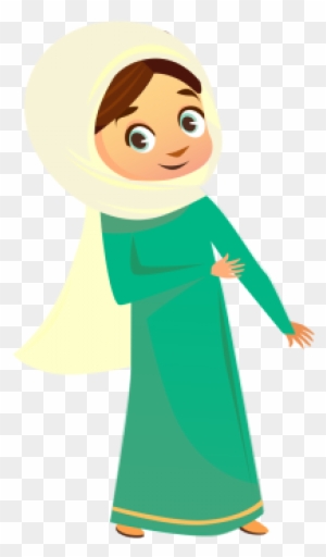 Muslim Girl Character, Eid Mubarak, Calligraphy, Fiter - Eid Mubarak