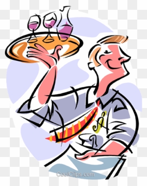 Waiter Royalty Free Vector Clip Art Illustration - Table Service Cartoon