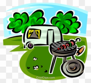 Barbecue And Camping Trailer Royalty Free Vector Clip - Caravan