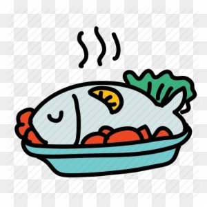 Dinner Clipart Icon - Fish Dish Clipart