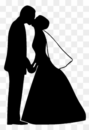 Wedding Love Couple Silhouettes Clip Art - Wedding Black And White Clipart
