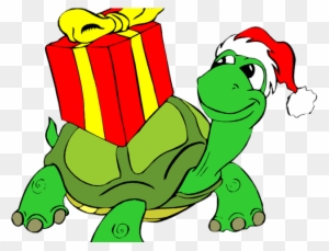Reptile Clipart Christmas - Turtle With Christmas Hat Clipart