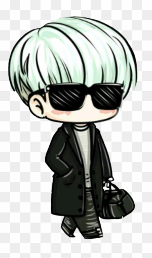 Free Collection Of Free Suga Drawing Mint Hair - Bts Chibi Suga - Free  Transparent PNG Clipart Images Download
