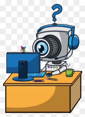 Character Illustrations Showing A Robot At Work - Illustration