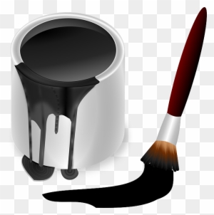 Paint Pot, Pot, Color, Bucket, Painting, Paint Brush - Black Paint And Brush