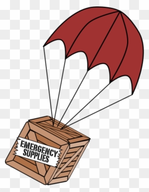 Survival Food Supply Clip Art - Box With Parachute