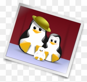 Tux's Family - Cute Penguin Family Portrait Round Ornament