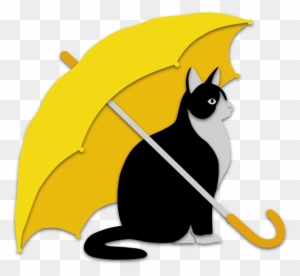 Cat Under Umbrella - Illustration