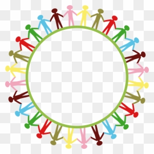 People Around Circle Holding Hands Clip Art - We Are Big Family
