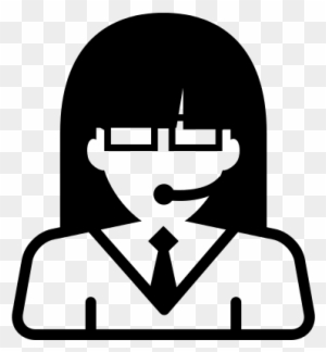 Call Center Girl With Glasses And Headset Vector - Girl Thinking Icon Png