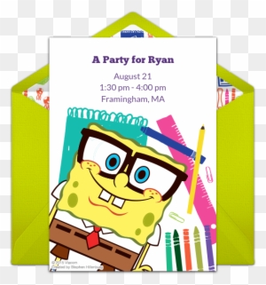 Spongebob Back To School Online Invitation - Back To School Kitty Party Invitations