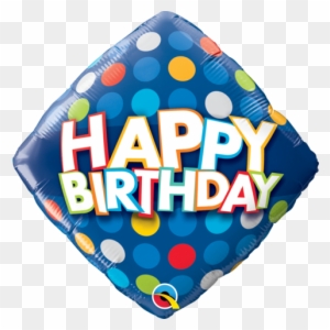 Birthday Blue & Colourful Dots Foil Balloon Q57331 - Happy Birthday Make A Wish Round Balloon - 18" Foil