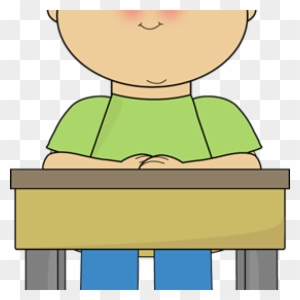 Student Working At Desk Clipart Student Sitting At - Child Sitting In Desk Clipart