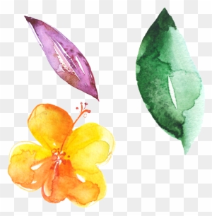 Hand Painted Flowers Green Leaves Beautiful Free Download - Portable Network Graphics