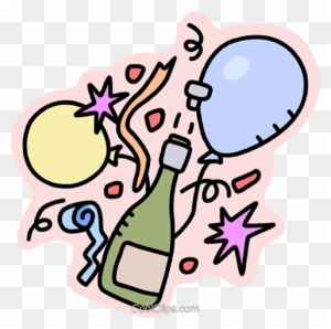 Bottle Of Champagne With Balloons Royalty Free Vector - Party Time Have Fun