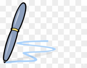 Pen With Blue Line Clip Art At Clker Com Vector Clip - Cartoon Paper And Pen