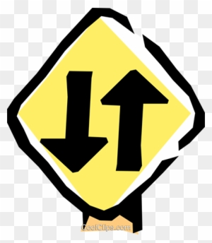 Two-way Traffic Sign Royalty Free Vector Clip Art Illustration - Illustration