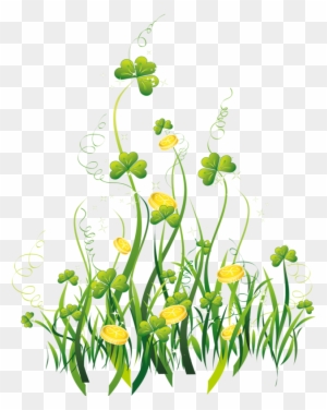 St Patrick Shamrocks With Gold Coins Decor Png Clipart - Shamrocks With Coins Pngs