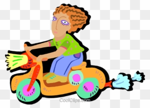 Young Child Riding Scooter Royalty Free Vector Clip - Short Story