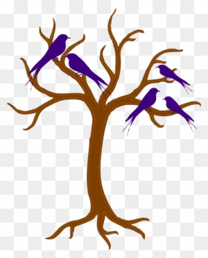 Blue Family Of Birds Png Clip Art - Bare Tree Clip Art