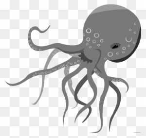 Awesome Octopus Animal Free Black White Clipart Images - Cute Cartoon Octopus Round Ornament