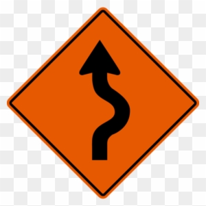 Winding Road Right - Road Work Signs Clipart