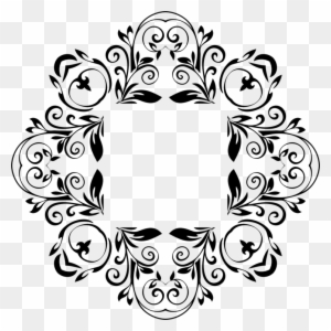 Black And White Line Art Floral Design Drawing - Abstract Border Designs Black And White