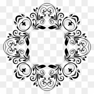 Black And White Line Art Floral Design Drawing - Abstract Border Designs Black And White
