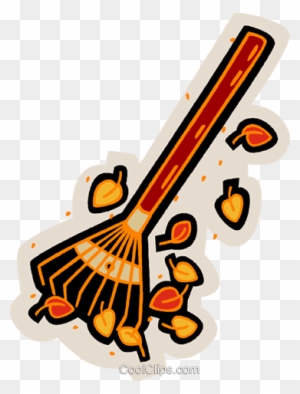 Rake With Leaves Royalty Free Vector Clip Art Illustration - Cartoon Images Of A Rake