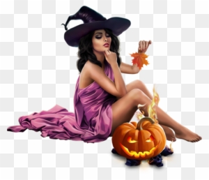 Szép Boszorkány És Sütőtök, Cső Png - Halloween Femme Tubes Png