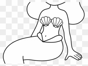 Mermaid Tail Clipart Black And White - Mermaid Drawing Easy Cute