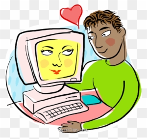 Man Loving His Computer Royalty Free Vector Clip Art - Having Sex With A Computer