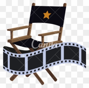 Director Chair And Film Strip - Director Movie Chair Icon