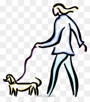Person Walking The Dog Royalty Free Vector Clip Art - Walking The Dog