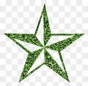 Green Glitter Sparkling Star Sticker - Nautical Star Black And White