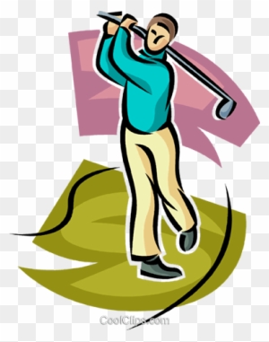 Golfer Taking A Swing Royalty Free Vector Clip Art - Person Golfing